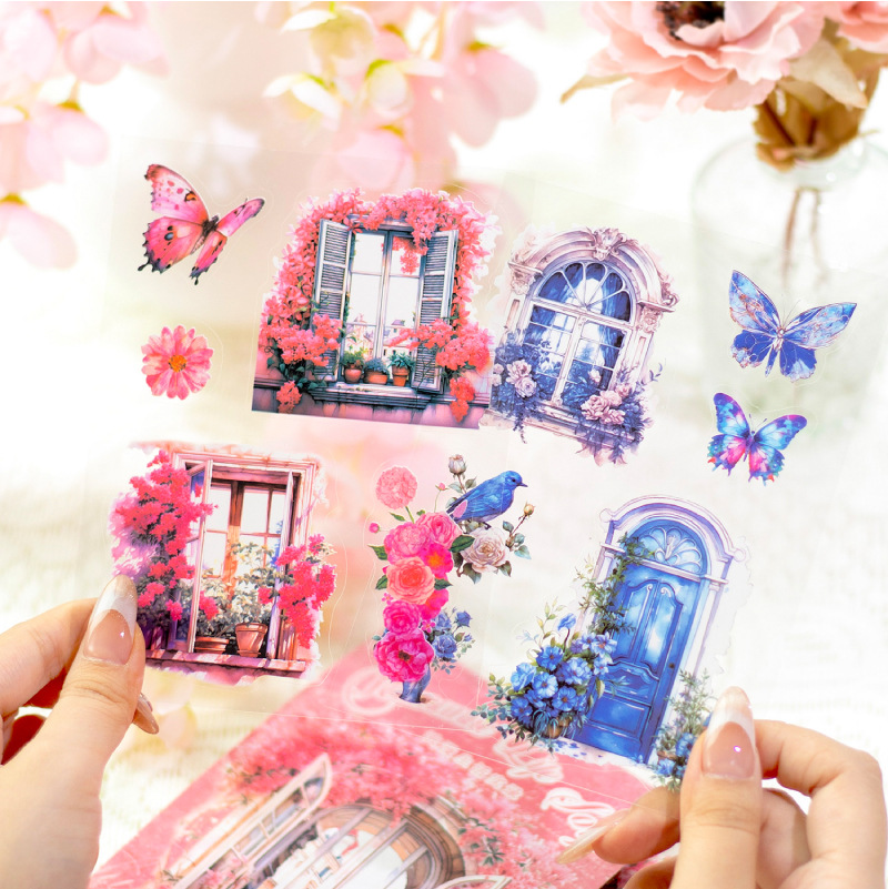 Mr. Paper, libro de pegatinas para puertas y ventanas de flores, álbum de recortes decorativo, diario, funda de teléfono, material de collage de cuaderno, 20 hojas/libro
