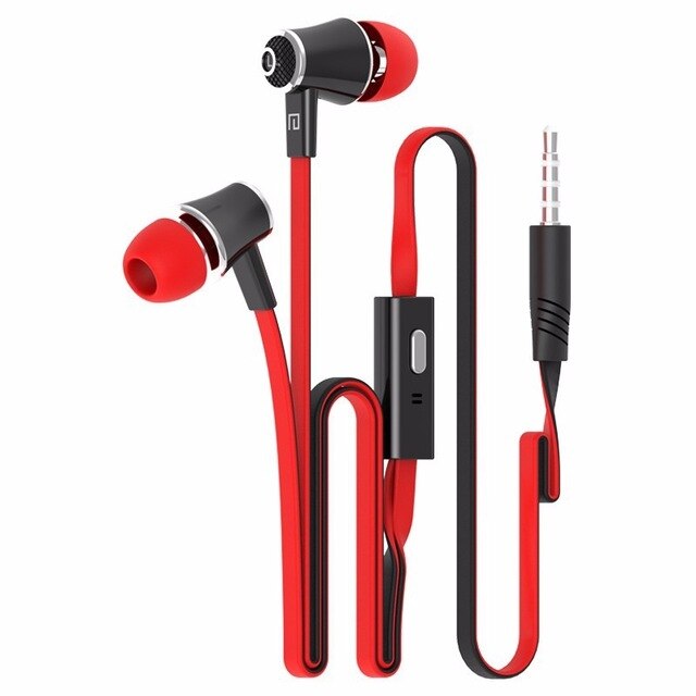 DISOUR Super Bass 3.5mm In Ear Stereo Earphones Volume Control Headset JM21 Earphone With Microphone For Xiaomi Huawei Phone PC: Red