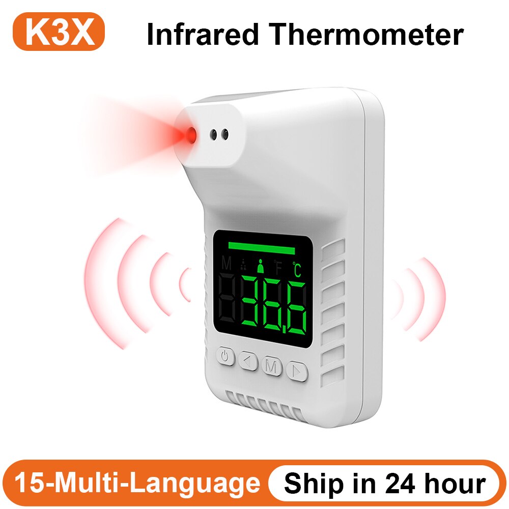 K3X Infrared Thermometer Automatic Temperature Sensor Wall-mounted Digital LED Display Non-contact Handsfree For office School