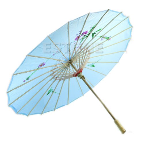Kinesisk japansk paraply art deco malet parasol paraply: Blå