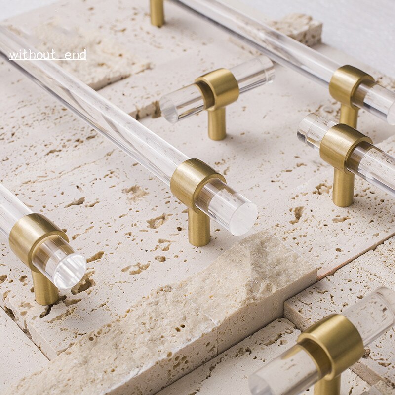 Acrylic Door Handle Transparent Acrylic Cabinet Handle and Knobs Gold Drawer Chest Furniture Luxury Handle Bathroom Kitchen Pull