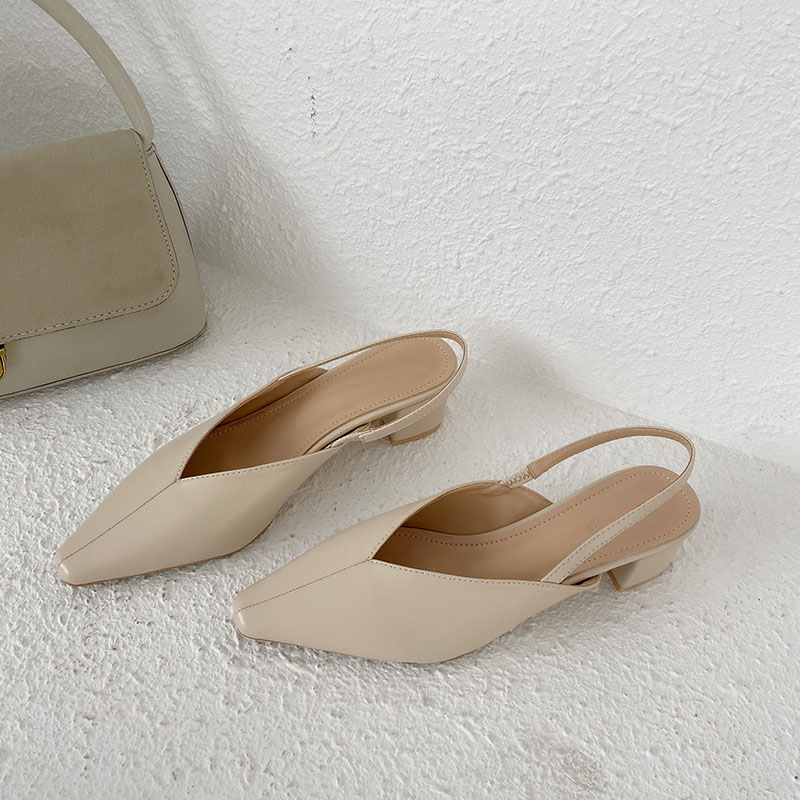 Monmoira dikke sandalen met hak en slingback, dames, effen v-hals, slippers, vintage vierkante neus, damesschoenen  b0312