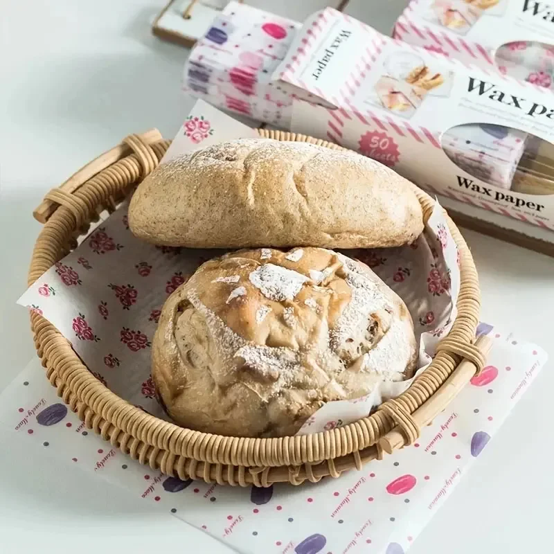 50Stck/1viel Wachs Papier Lebensmittel Verpackung Geschenkpapier Lebensmittel Klasse Fett Papier für Brot Sandwich Burger Ölpapier backen Werkzeug backen