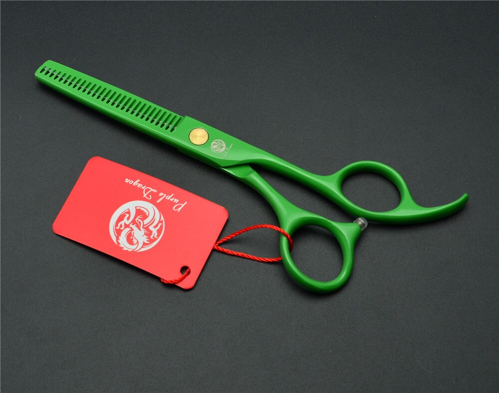 6 inch Hairdressing scissors set Straight Thinning Barber shears Personality Hair Cutting Shears: PD-6T GR gift box