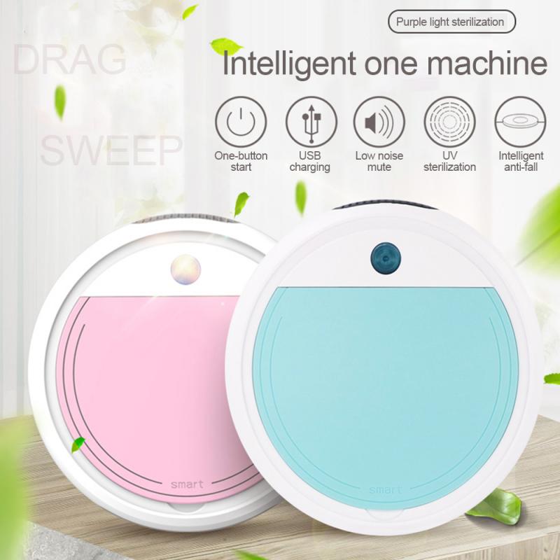 4 In 1 Smart Robot Vacuum Cleaner USB Rechargeable Auto Dry Wet Sweeping Floor Cleaner Dust Catcher UV Sterilizer Aspiradora
