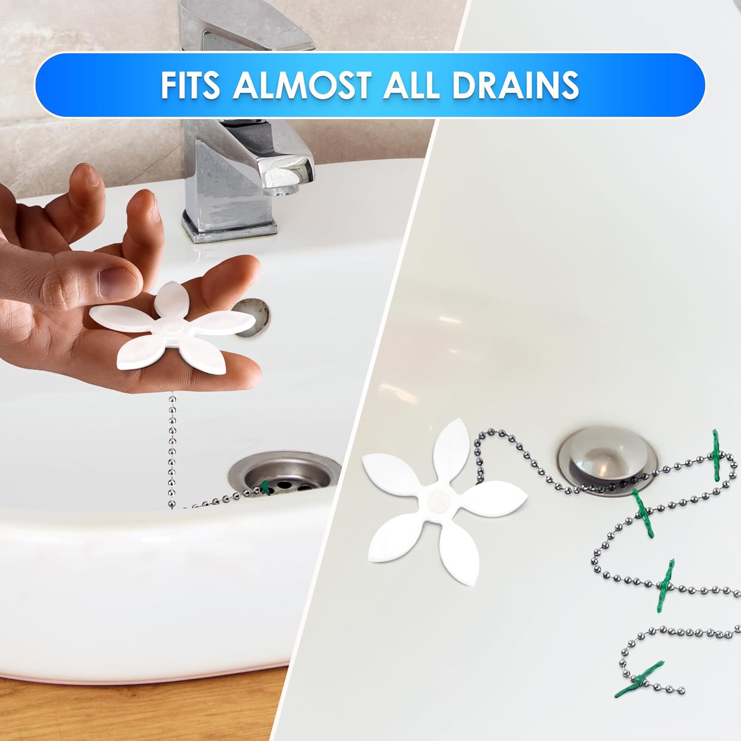 1/5/10 Stück Blumenform Duschablauf Waschbecken Entferner Haarfilter Kette Haken Fänger Sieb Haarschlinge für Badezimmer Küche Badewanne