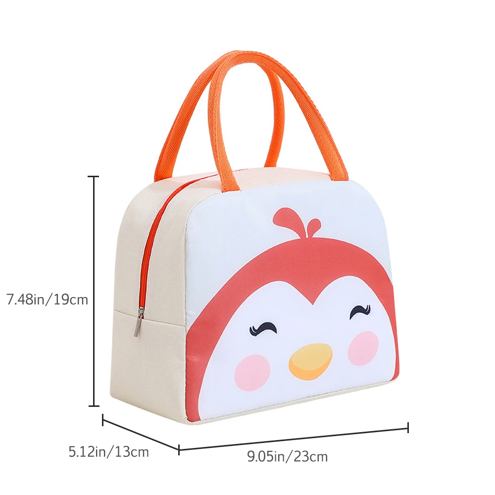 Cartoon Lunch Bag Portable Insulated Thermal Lunch Box Picnic Supplies Bags Milk Bottle For Women Girl Kids Children: Beige