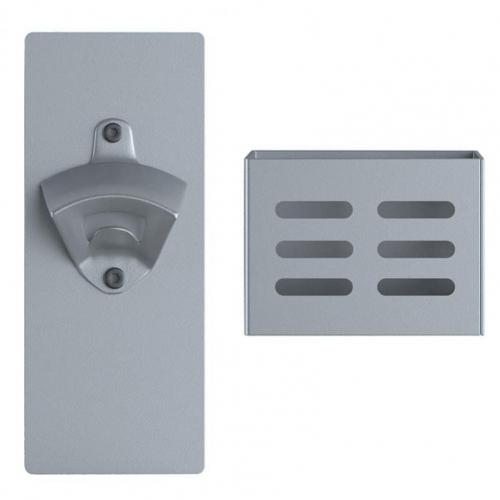 1 Set Beer Bottle Opener Magnetic Wall Mounted Removable Anti-slip Beer Bottle Opener with Cap Catcher for Bar Home Kitchen: Silver