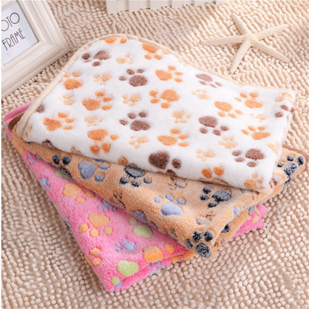 Cute Dog Bed Mats Soft Flannel Fleece Paw Foot Print Warm Pet Blanket Sleeping Beds Cover Mat For Small Medium Dogs Cats