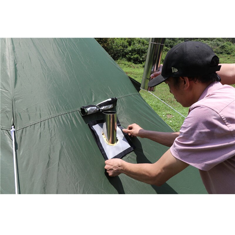 Tent Kachel Gat Jack Isolatie Siliconen Schoorsteen Oven Pijp Venster Warmtewisselaar Kamp Doek Brandwerende Vent 25*25Cm