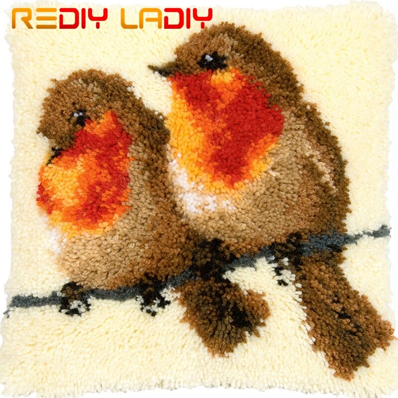 Latch Hook Kits Make Your Own Cushion Two Lovely Cats Printed Canvas Crochet Pillow Case Latch Hook Cushion Front Hobby & Crafts: BZ979