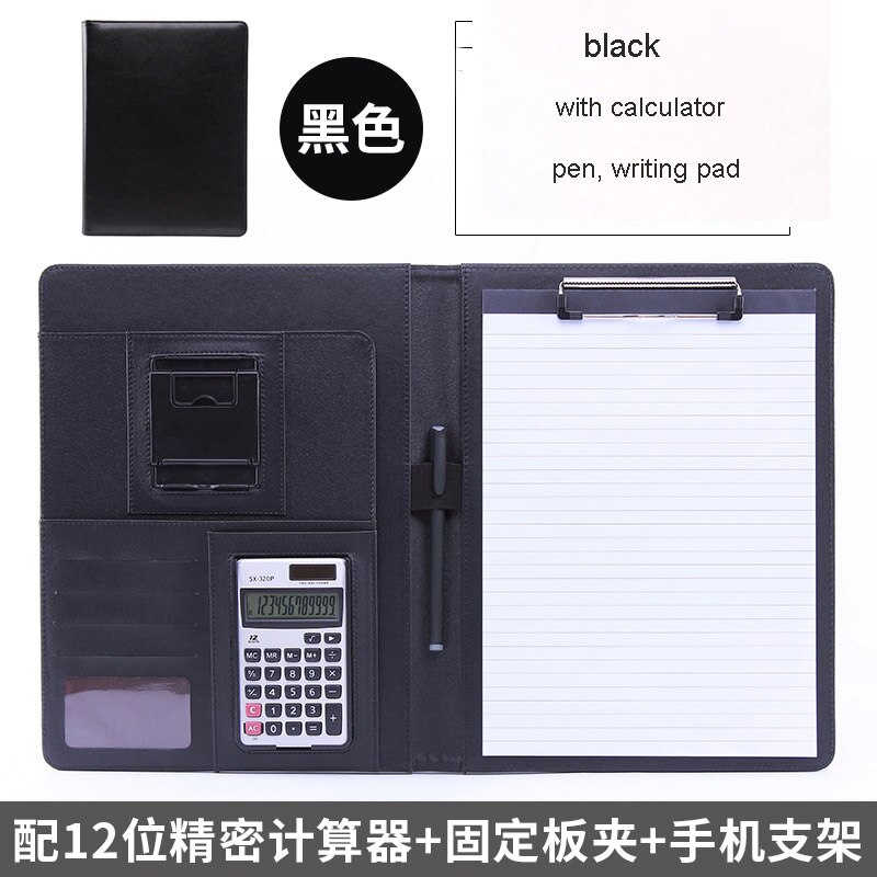 Multifunctional A4 file folder Opening Sheet Writing Splint Stationery Cortex Sales Manager folder Business Folder: black B