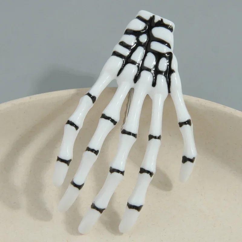 Pince à cheveux pour femmes et filles, squelette d'halloween, mains, griffe en os, accessoires en plastique, crâne en métal, horreur, Zombie, Punk Rock, épingles à cheveux: YELLOW