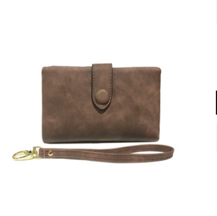 Dames Snap Fasteners Rits Korte Clutch Portemonnee Mode Kleine Vrouwen Portemonnee Korte Portemonnee Retro Mat Leer Dames Portemonnee: Chocolade