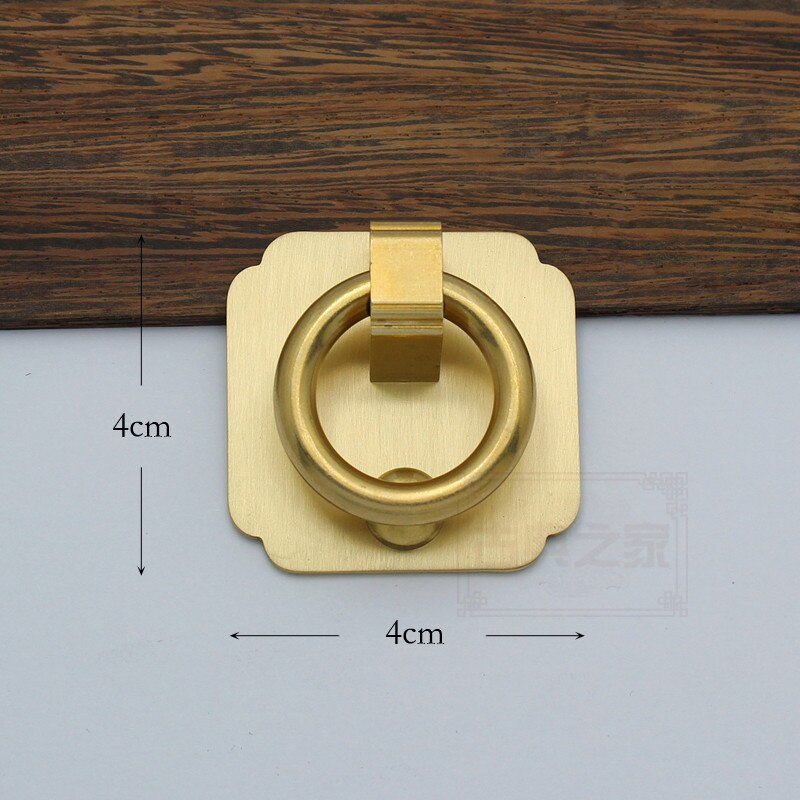Pure copper Chinese style copper ring handle solid wood furniture drawer copper piece pull ring door decoration handle antique p: Bronze
