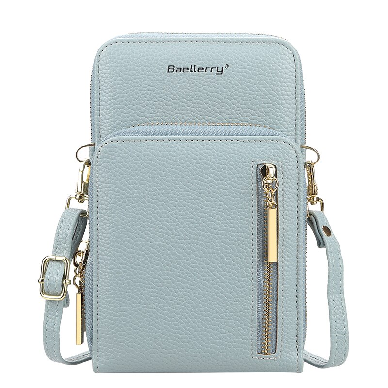 Crossbody mobiltelefon skulderveske mobiltelefon veske daglig bruk kortholder mini sommer skulderveske for kvinner lommebok: Himmelblå