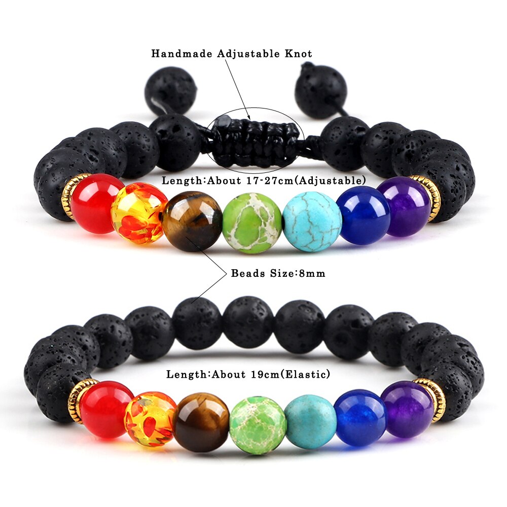 Mannen Vrouwen 7 Chakra Kralen Armbanden Armbanden Healing Tijgeroog Steen Chakra Gebed Charme Boeddha Armband Verstelbare Sieraden