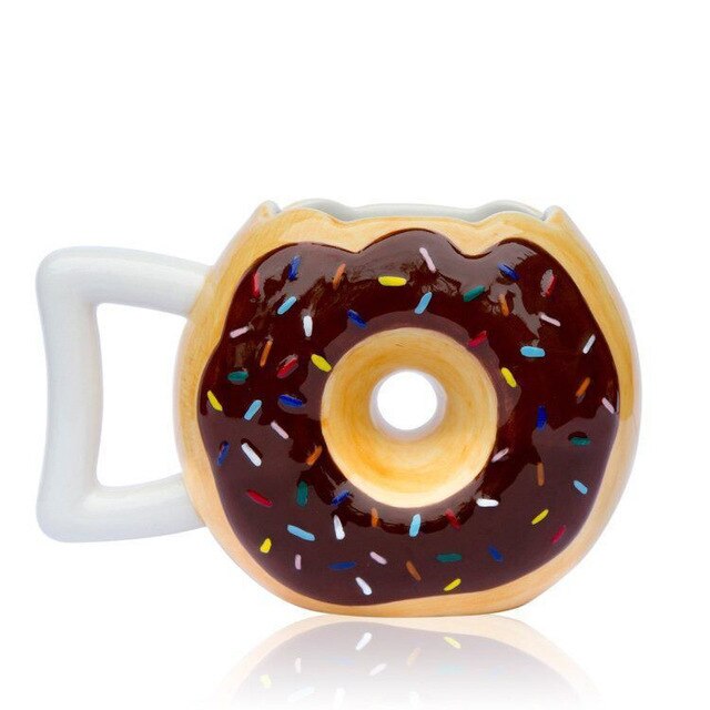 Donut Taza de cerámica creativa pan taza Donut galleta taza para café o leche té taza arte hecho a mano vidrio Oficina: 2