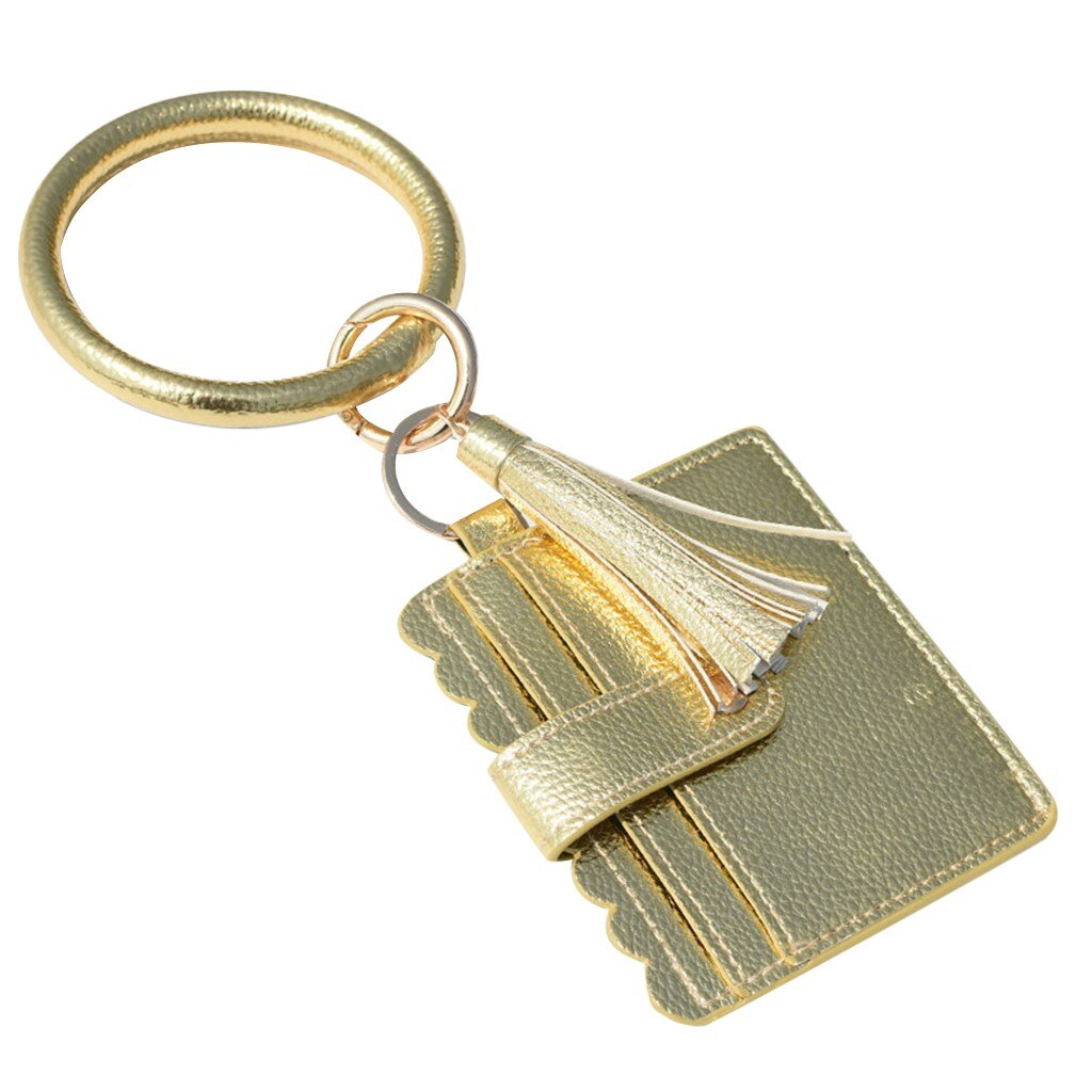 Grote Armband Sleutelhanger Kaart Mode Multifunctionele Pu Lederen Telefoon Portemonnee Houder Kwastje Bangle Key Ring Wristban Met Portemonnee d3