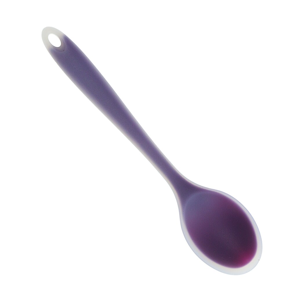 Dinner Table Soup Spoon Silicone Tablespoon Long Handle Flatware 20.5x4.5cm: Purple