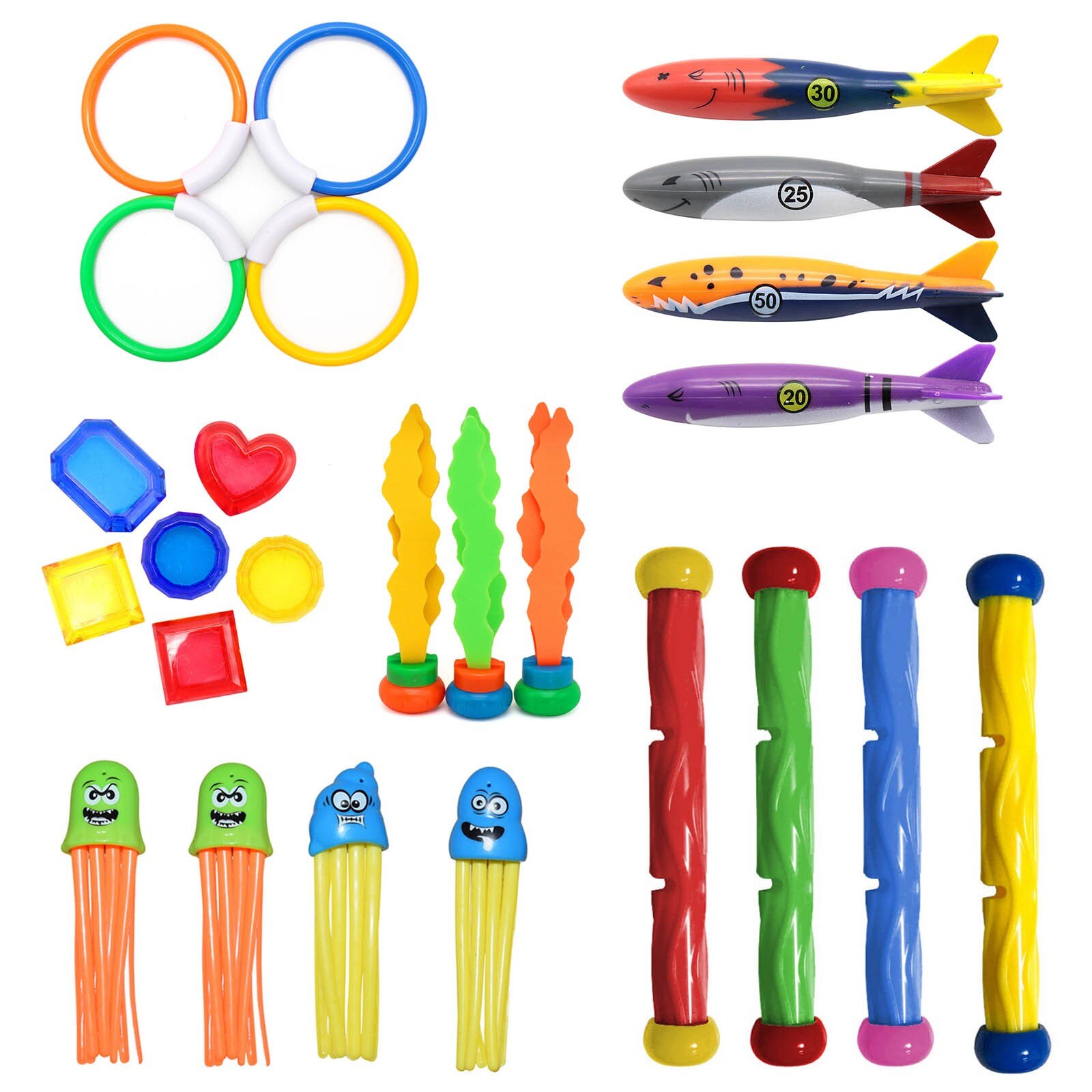 Set di giocattoli per piscina subacquea per immersioni subacquee gioco subacqueo anello per pesci piscina giochi d&#39;acqua Set regalo per allenamento giocattoli per bambini: Q