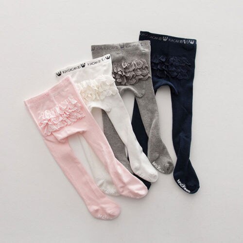 Cute Newborn Baby Girls Kids Toddlers Multi-color Stockings Tights Lace Ruffles Pants Warm Cotton Stockings Pantyhose Hosiery