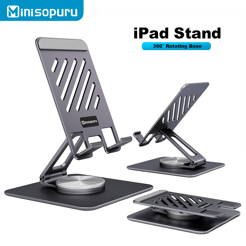 Minisopuru iPad-standaard voor bureau 360-draaibaar Opvouwbare draagbare monitorstandaard iPad-accessoires voor thuiskantoor 2024 iPad Pro-standaard