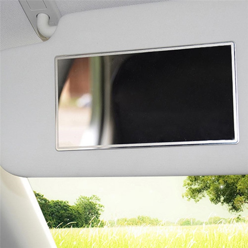 Espejo de maquillaje portátil para el Interior del coche, accesorio de acero inoxidable con sombreado, HD, 110x65mm, novedad, #295486