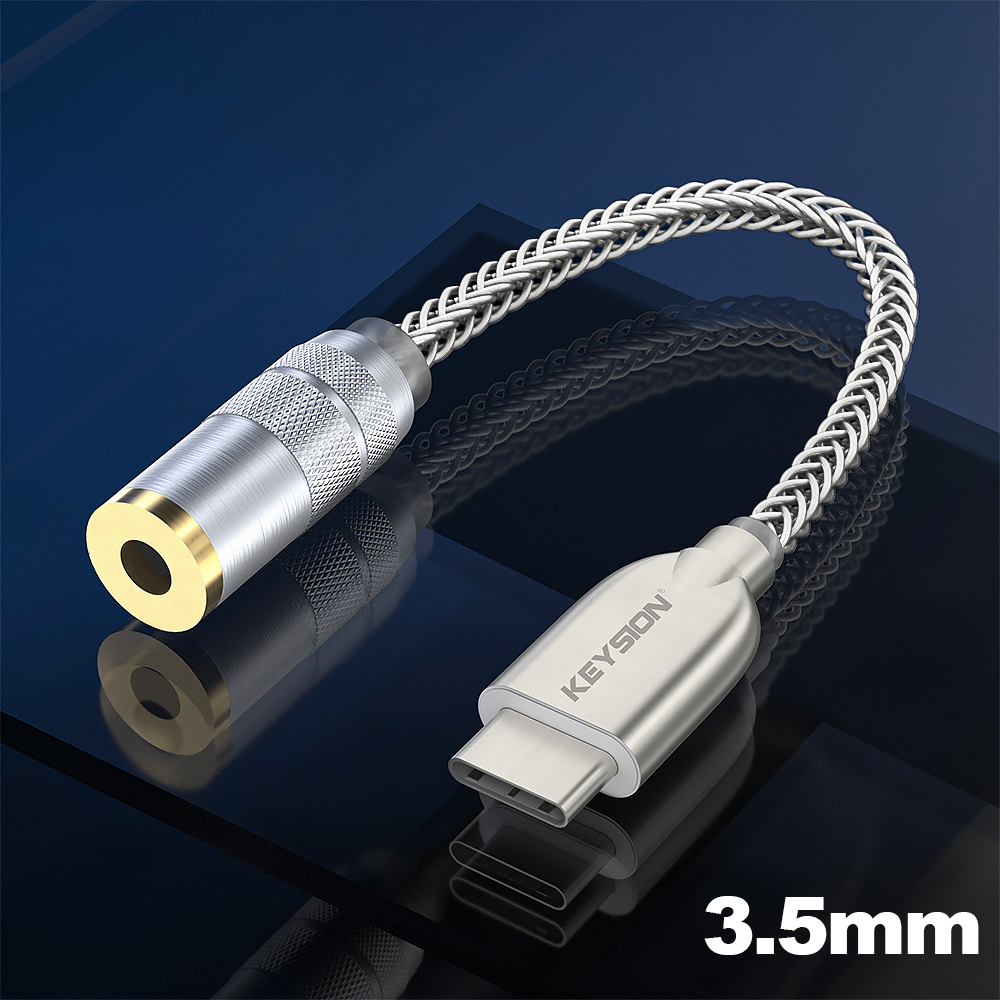 KEYSION DAC Earphone Lossless Music Decoder USB Type C to 3.5mm/2.5mm/4.4mm HD Hi-Fi Digital Audio Headphone Amplifier Adapter: USB Type C to 3.5mm