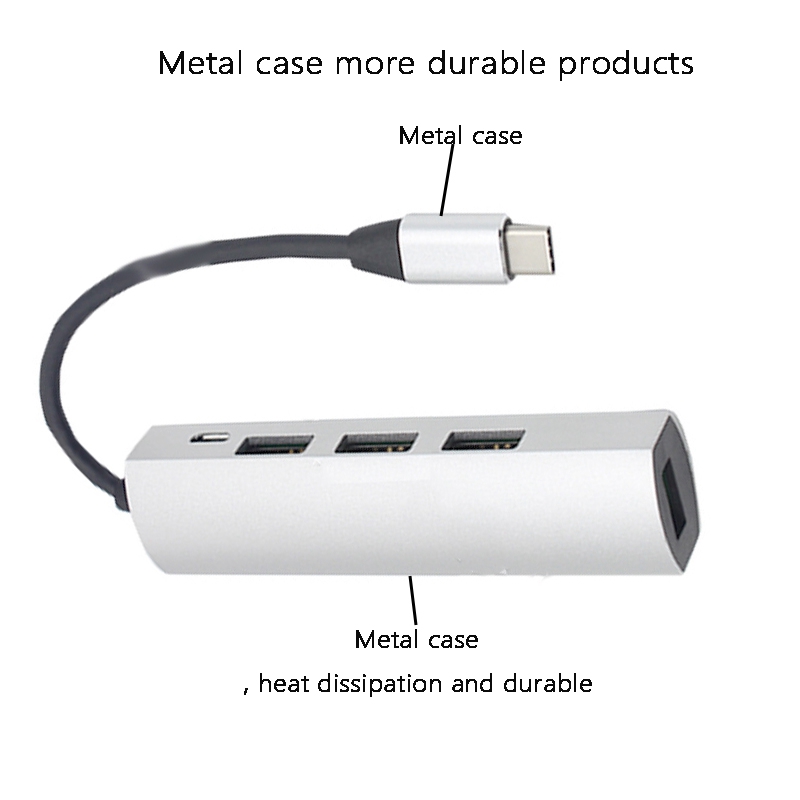 USB C Hub, 4-In-1 USB-C Hub 4-Port Hub, Compatible with Tablets, Game Consoles, iPad Pro, Laptops