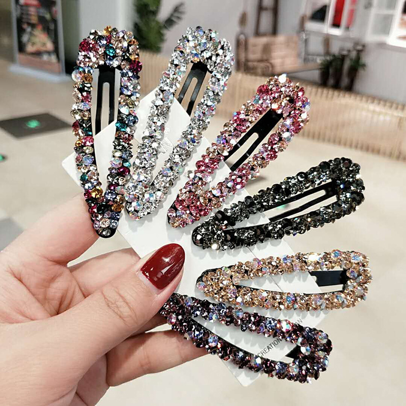 Accesorios para el cabello con pinza para el cabello hueca de lujo con diamantes de colores para mujer