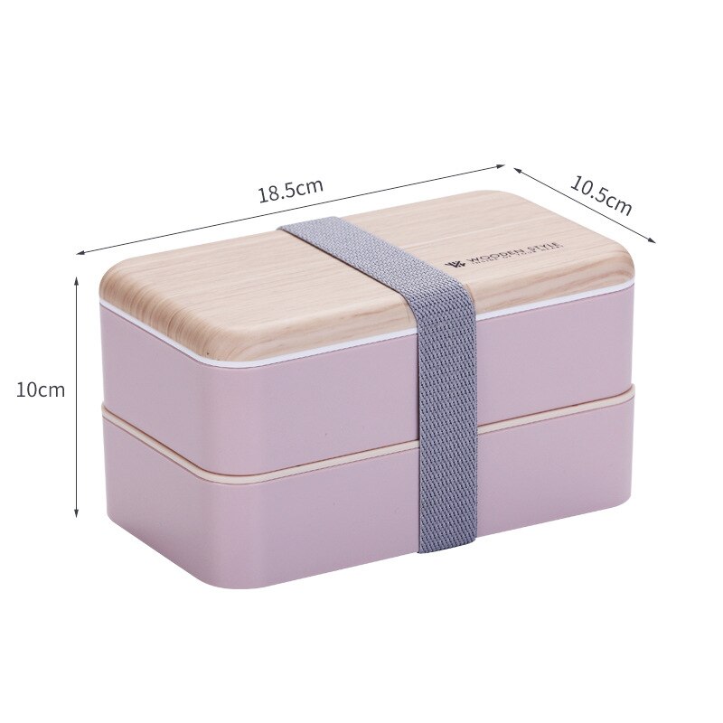 Bento Lunch Box Japanese With Spoons Chopsticks Microwave Wood Bento Box Salad Fruit Food Container Thermal Lunch Box For Kids: Pink 1
