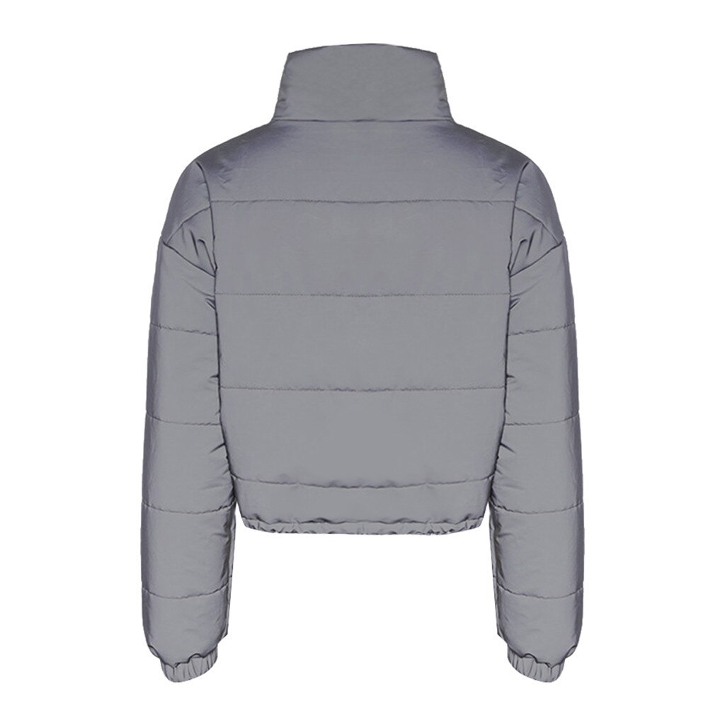 Winter Mode Reflecterende Jassen Keep Warm Casual Top Dames Korte Jassen sportkleding Rits Knop Winterjas