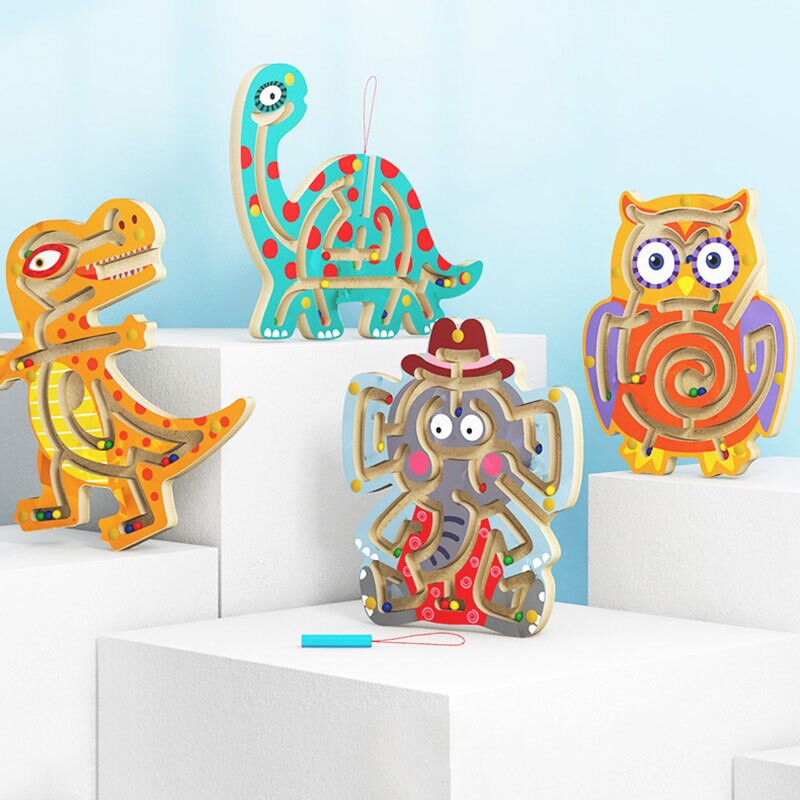 Pädagogisches Spielzeug Magnatic Labyrinth 3D Tier Labyrinth Montessori Spielzeug Früh Lernen Holz Spielzeug Für Kinder 3 Jahre Alt Kinder