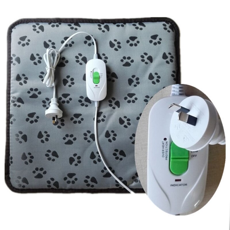 45x45cm elektryczna mata grzewcza koc mata dla zwierząt domowych łóżko kot placki ocieplacz na zimę Podkładka krzesło robić biura domowego podgrzewana mata 220V dwa wzory: footprint / UK