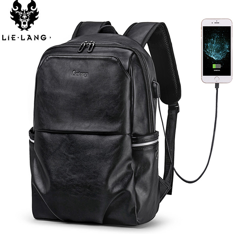 LIELANG Leather Backpack Men Waterproof Laptop Backpack Men's Travel Bag Large Stylish Boys Teenager Schoolbag Male Bagpack