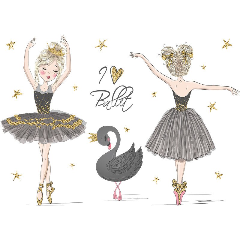 Zwaan En Dansen Prinses Muurstickers Baby Meisje Slaapkamer Decoratie Vinyls Huis Muur Decor Kinderkamer Decoratie Stickers: A