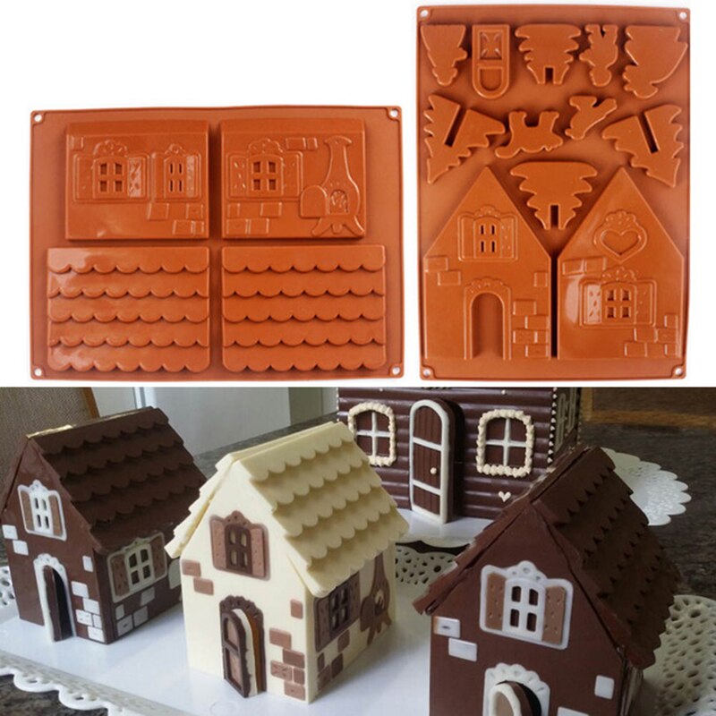 Peperkoek Huis Chocolade Mallen Siliconen Cakevormen Food Grade Kerst Diy Koekjes Bakken Keuken Accessoires