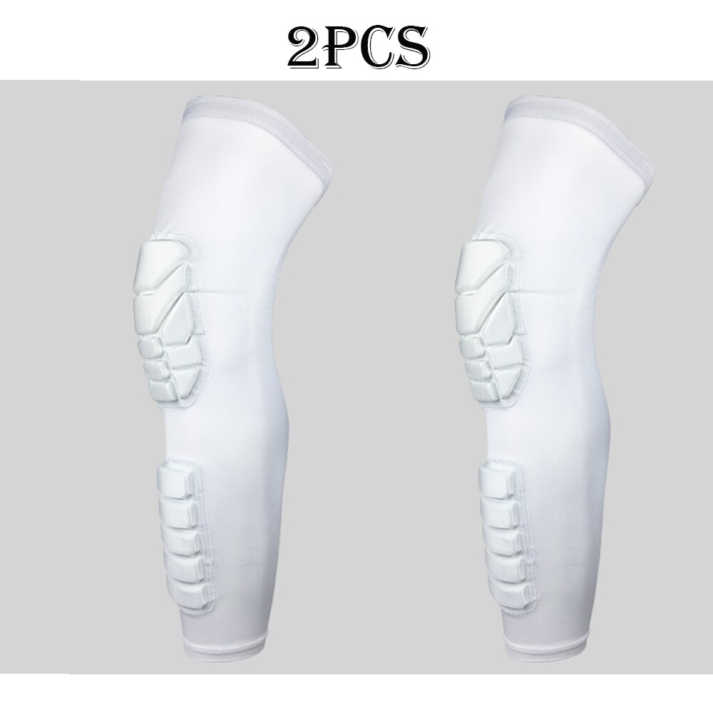 Professionele voetbal scheenbeschermers beschermer voetbal honingraat anti-crash been kuit compressie hoes fietsen hardlopen sport kniebeschermers: Wit / Ik