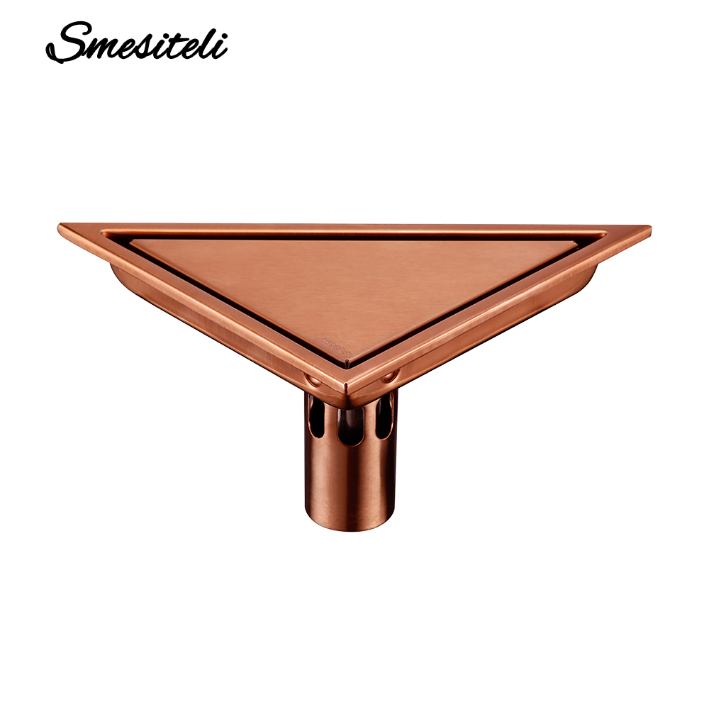 Golvavlopp i rostfritt stål, sifon, triangelformad lock, badrumsavlopp, ren sil, rostfri, luktfri, 304 tillbehör