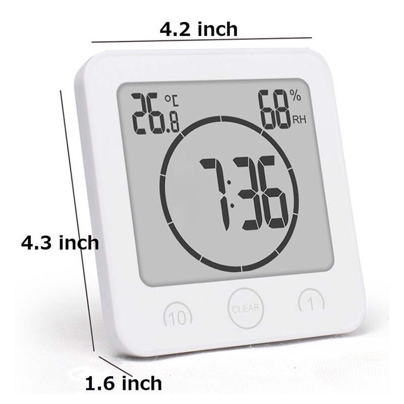Digitalt badrum lcd vattentät duschklockor väggklocka timer temp heminredning sug nedräkning larm termometer