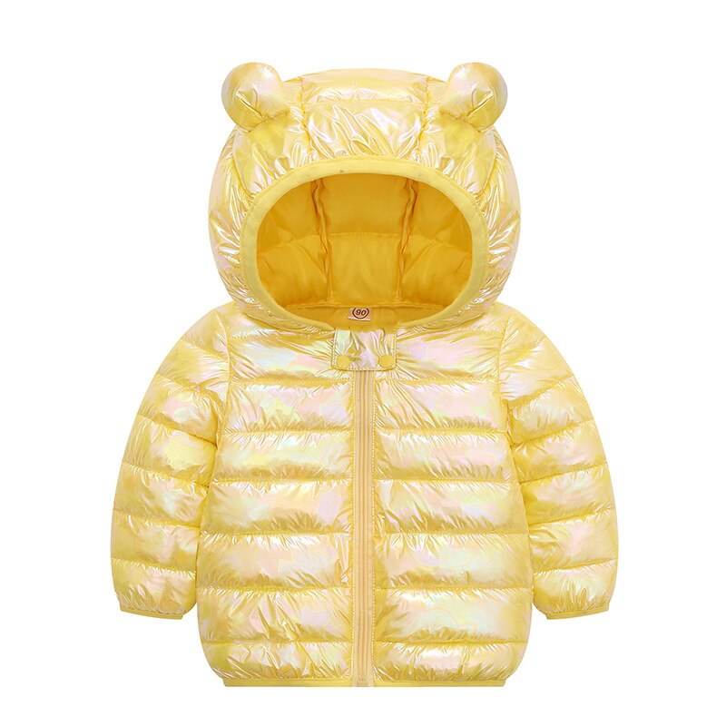 Hylkidhuose baby meisjes jongens jassen winter kinderen gewatteerde jas cartoon outdoor warm winddicht baby kinderen sneeuw bovenkleding: Geel / 4t