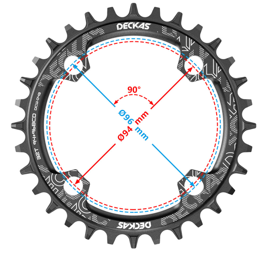 DECKAS 94 + 96 BCD fietskettingwiel Ronde/Ovaal 32T 34T 36T 38T MTB kettingblad Mountain Crown voor M4000 M4050 GXs NX X1 Crank