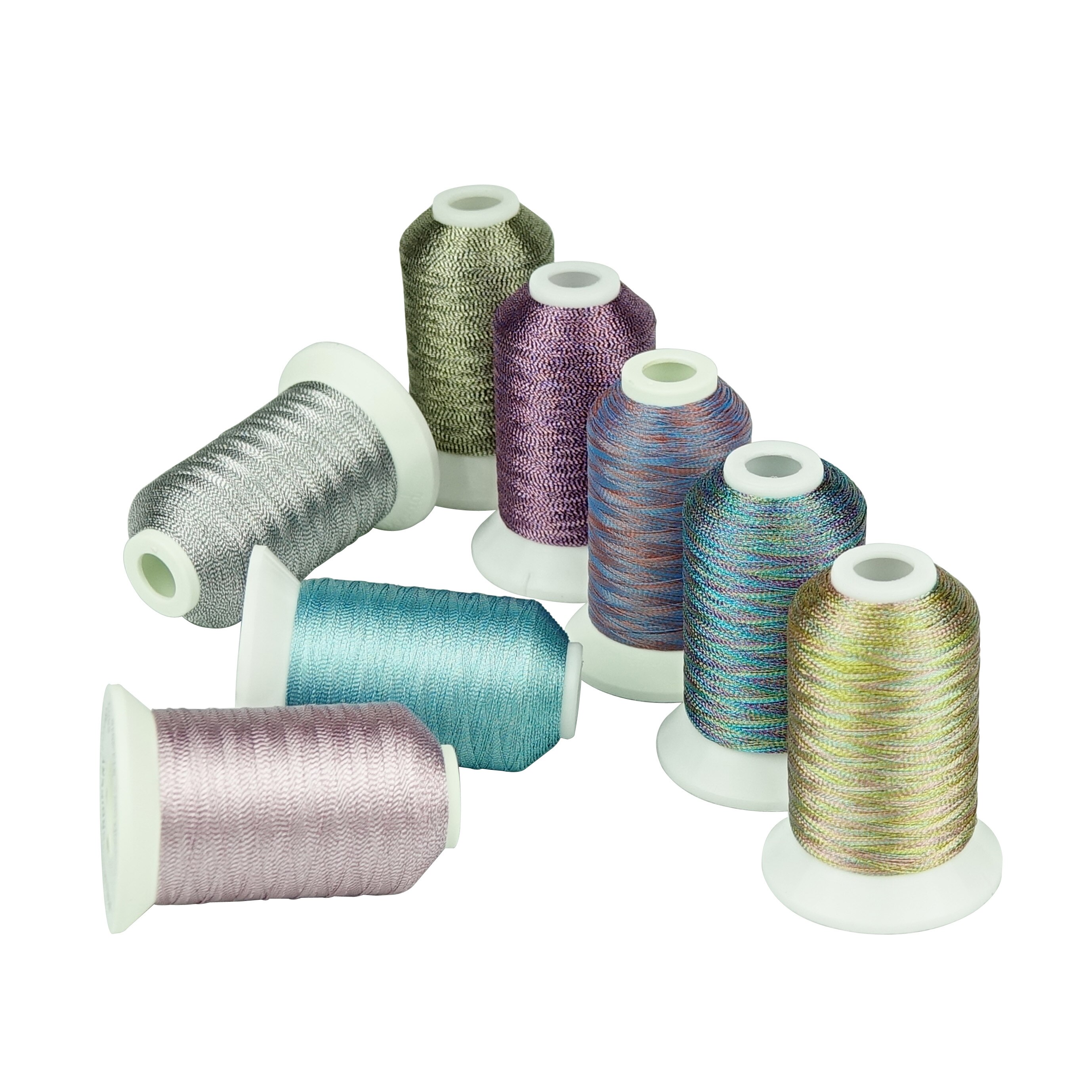 SIMTHREAD 8 Bohemia Colors/kit Metallic Embroidery Thread 550 Yards/Cone for Home Machine