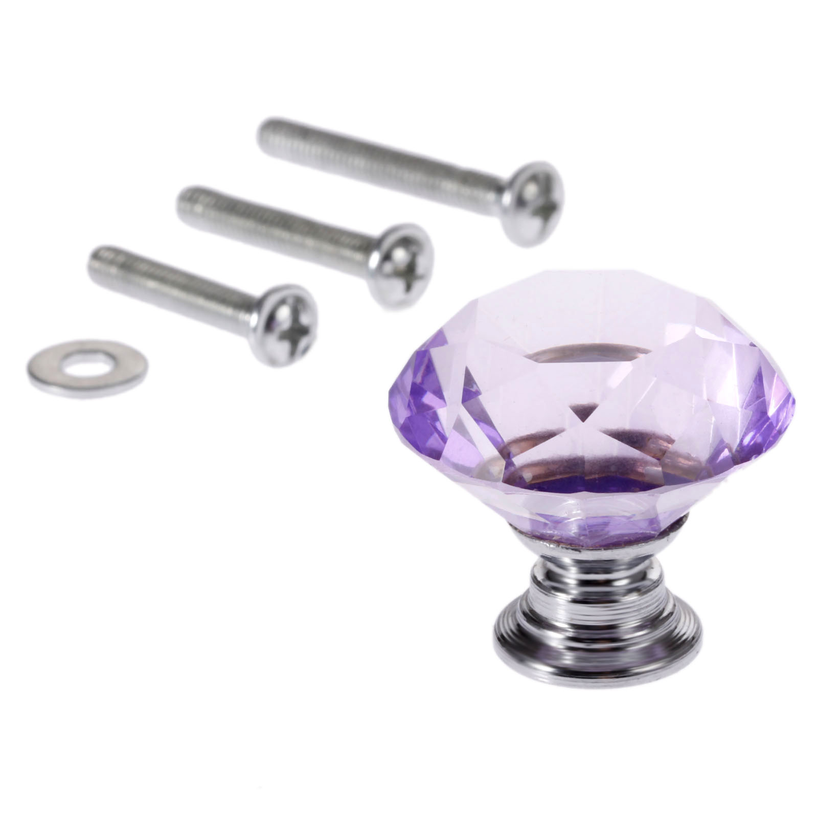 1x lilla krystal glas diamant form skab håndtag knopper køkken skab trækker skuffe knopper møbel håndtag hardware