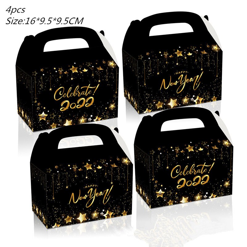 25 Stuks Gelukkig Nieuwjaar Diy Photobooth Props Vrolijk Kerstfeest Decoraties Xmas Photobooth Party Gunsten: Candy Bag 4pcs