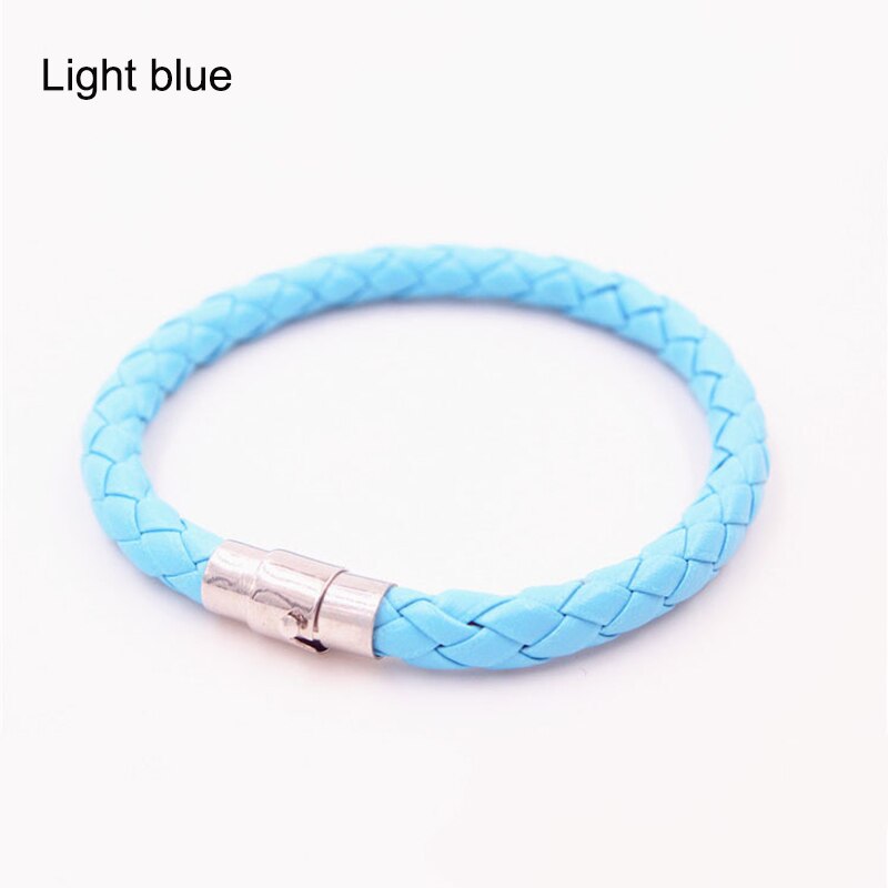 6MM PU Leather Braided Bracelet Magnetic Buckle Women Men Bracelet LXH: Light blue