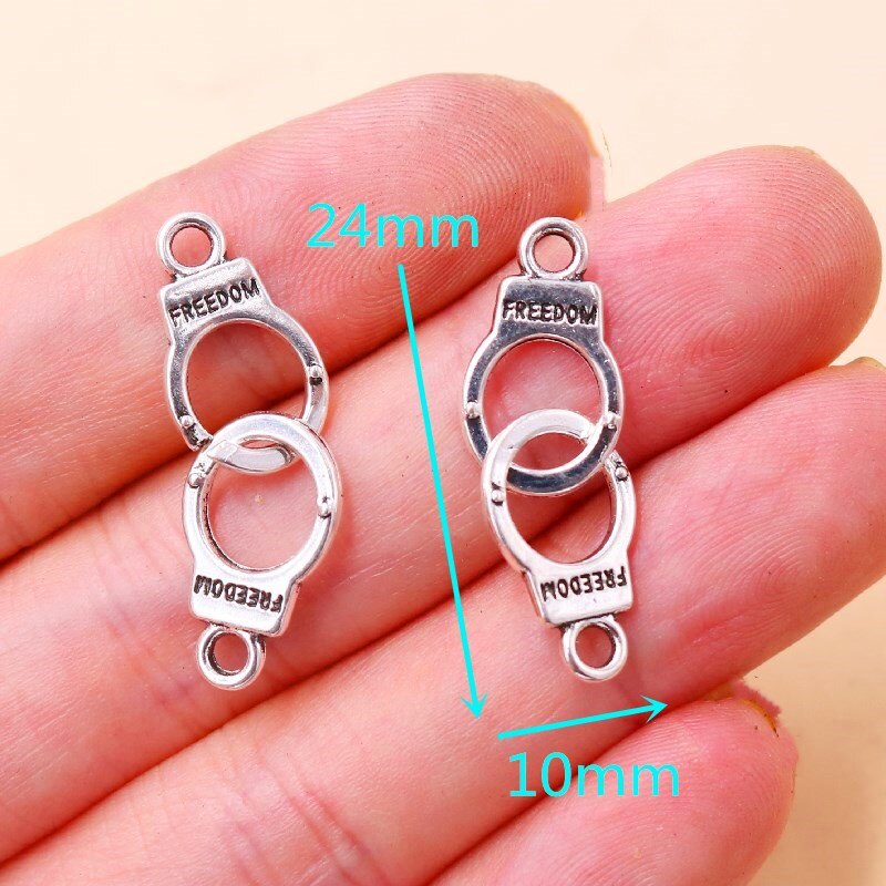 15Pcs Retro Handboeien Lichtmetalen Connectors Hip Hop Kettingen Oorbellen Accessoires Diy Charms Voor Sieraden Craft Maken 24*10mm A302