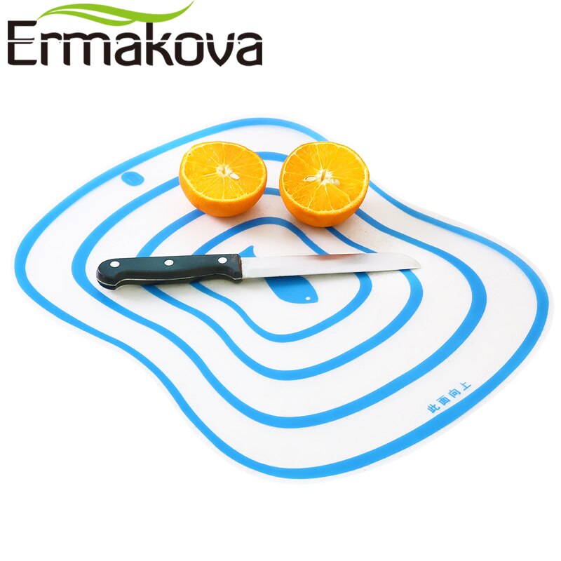 ERMAKOVA Conjunto de 4 de plástico Flexible cortar tapete bloque de corte de cocina placa antideslizante antimicrobianos con iconos de comida