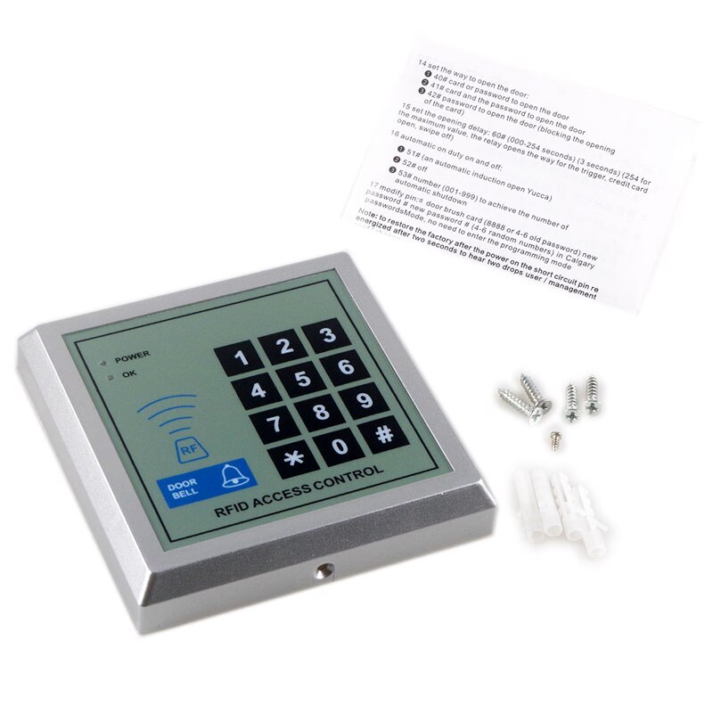 2000Users RFID Access Control 125KHZ WG Access Keypad and Code Access Control System ID Card Reader Power In 12V DC